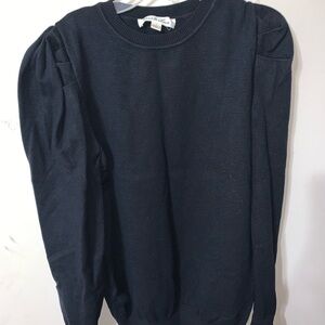 Vine & Love black sweater with puff sleeve knit top